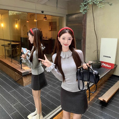 木耳花边半高领显瘦长袖针织衫女2025秋冬新款内搭叠穿打底衫上衣