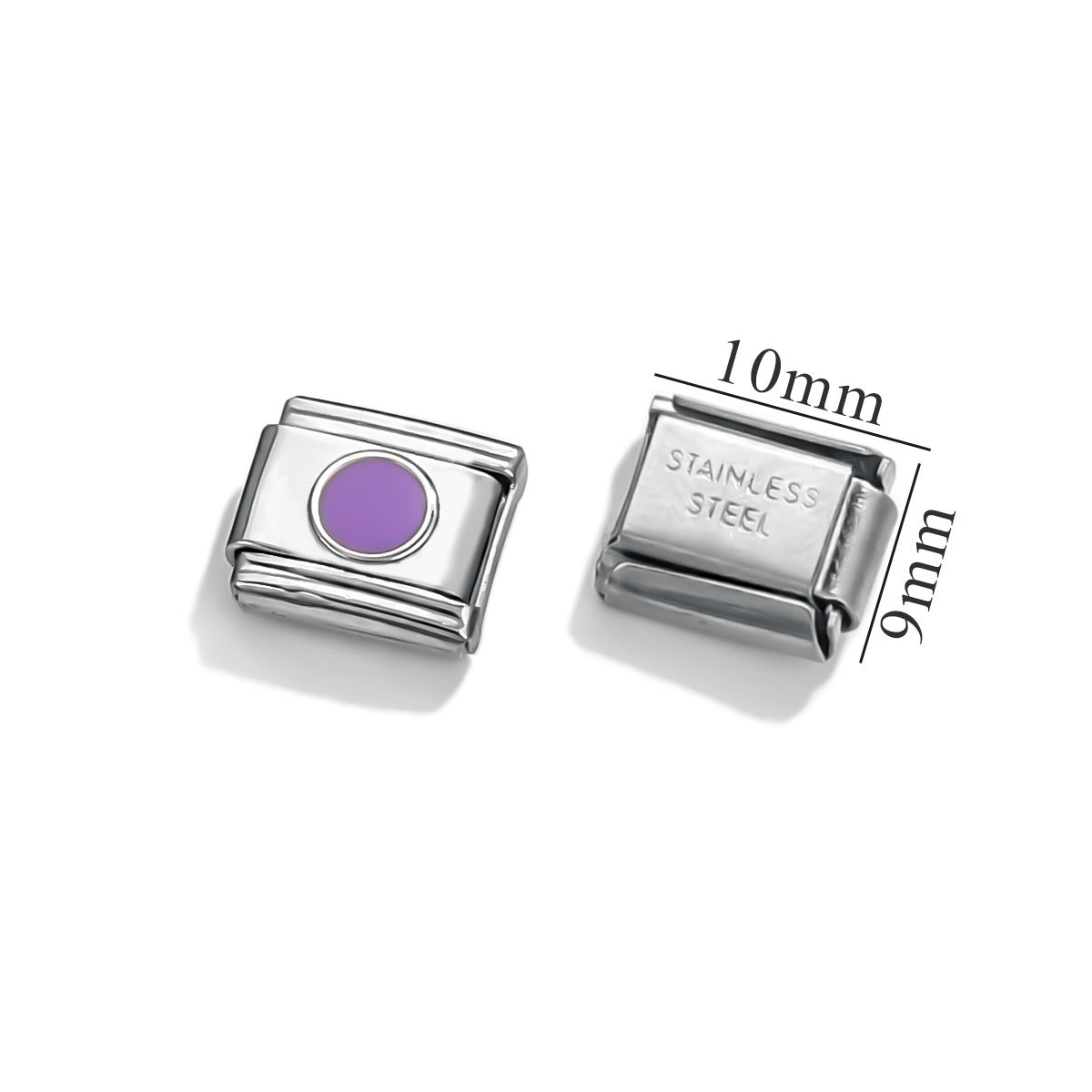 Módulo de acero inoxidable italiano pulsera cuadrada puntos esmalte módulo brillante elástico DIY accesorios de pulsera granular