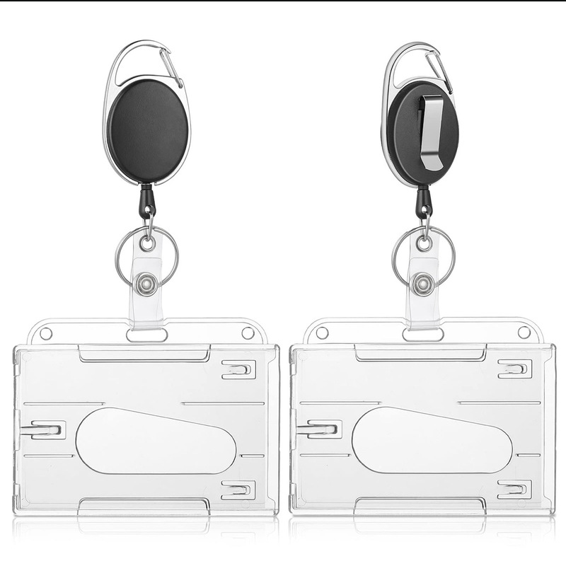 Oval Zinc Alloy Retractable Key Ring Easy Pull Buckle Student Office Certificate PS Card Set Double Card PC Card Set
