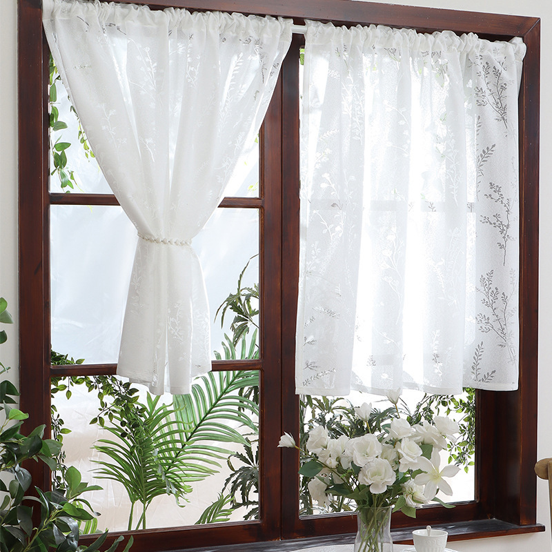 Pastoral American Style Lavender Flower Curtain Screen Curtain French White Lace Living Room Balcony Bay Window Curtain Partition Pastoral American Style Lavender Flower Curtain Screen Curtain French White Lace Living Room Balcony Bay Window Curtain Partition