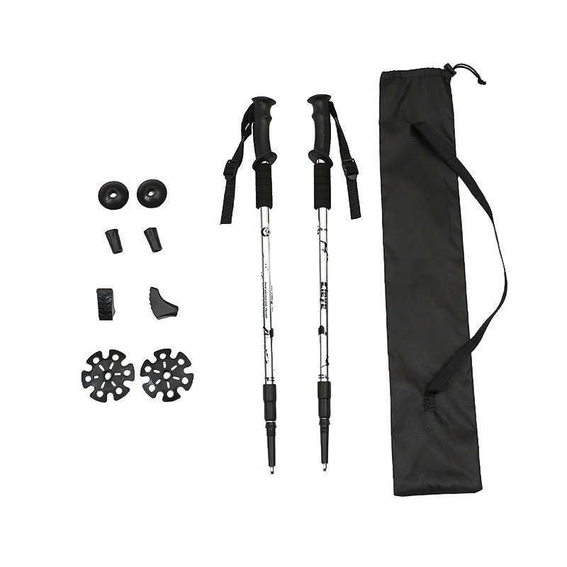 [Direct Factory] 2 paletas de bastones de montaña al aire libre de aleación de aluminio de bastones de montaña al aire libre de caminata con bolsas de tela doble muletas