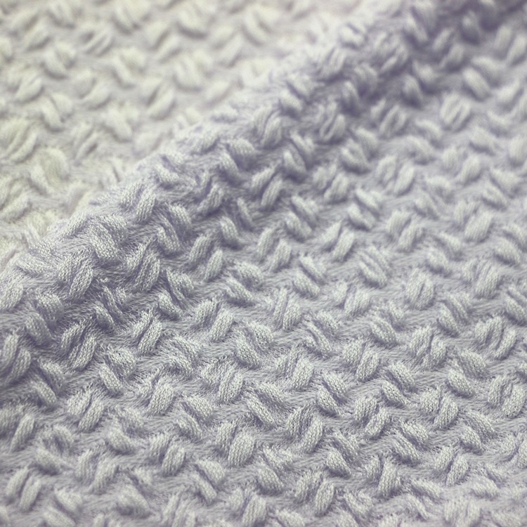 提花咖啡豆单面布汗布服装面料针织纬编全涤氨纶起皱泡泡单面布料