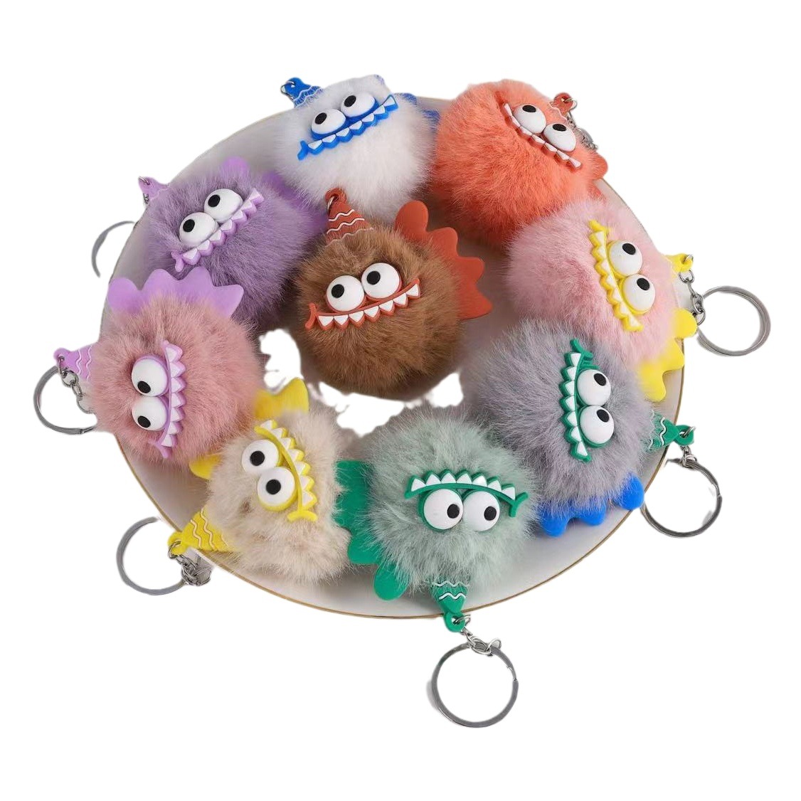 Cute Coal Ball Doll Small Pendant Plush Keychain Backpack Decoration Doll Machine Small Gift Doll Manufacturer Wholesale