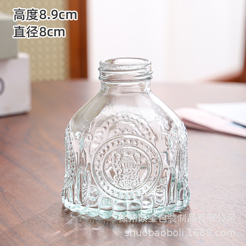 De estilo europeo retro pequeño florero botella de aromaterapia de vidrio mini jarrón transparente decoración de la sala de estar simple mesa de comedor decoración del hogar