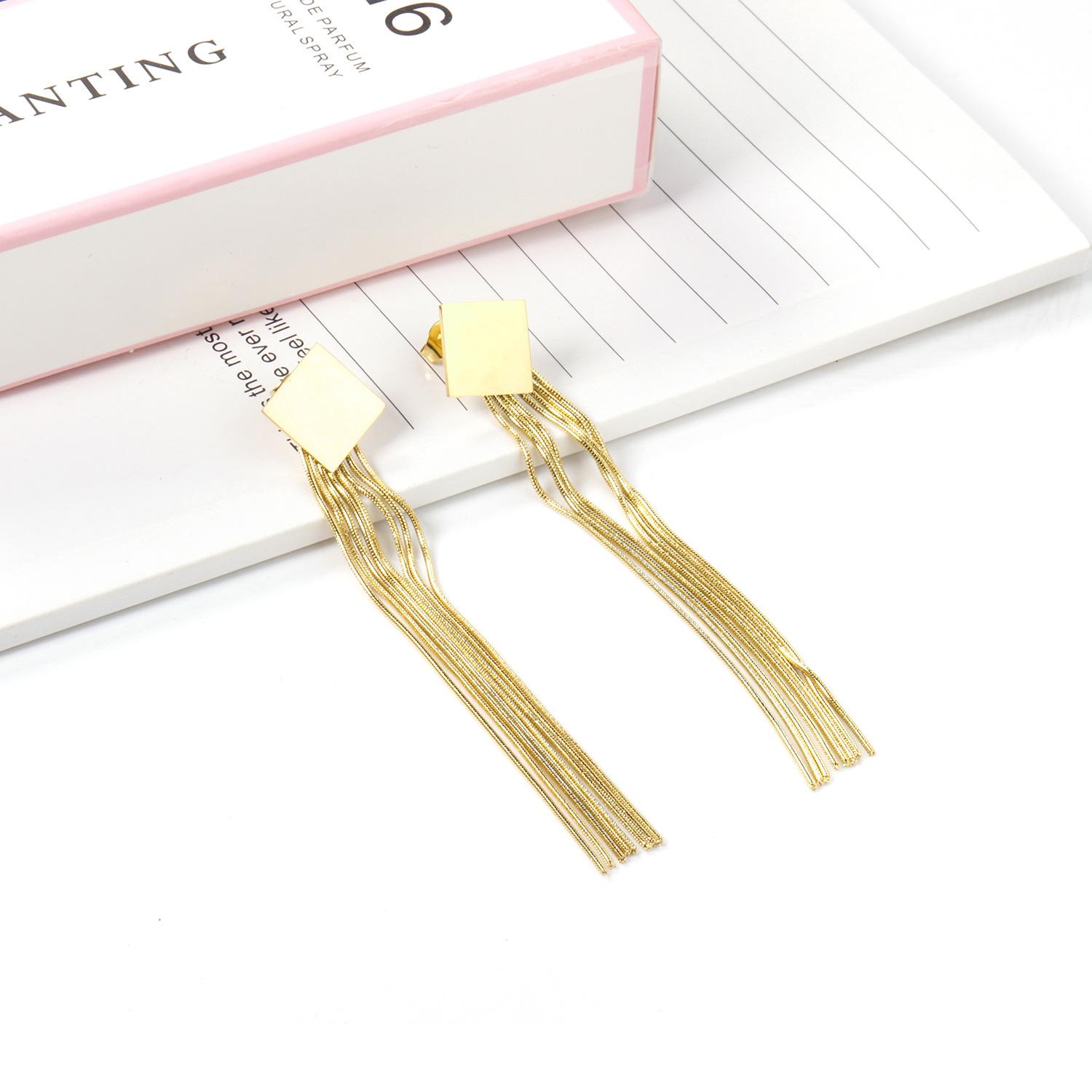13g Weight Drop Earrings Classification 1 Pair Quantity Daily Occasion Stainless Steel Material Rhombus Pattern Women'S Gender Plating Design Fashion Style Fashion Rhombus Stainless Steel Plating Drop Earrings 1 Pair 22
