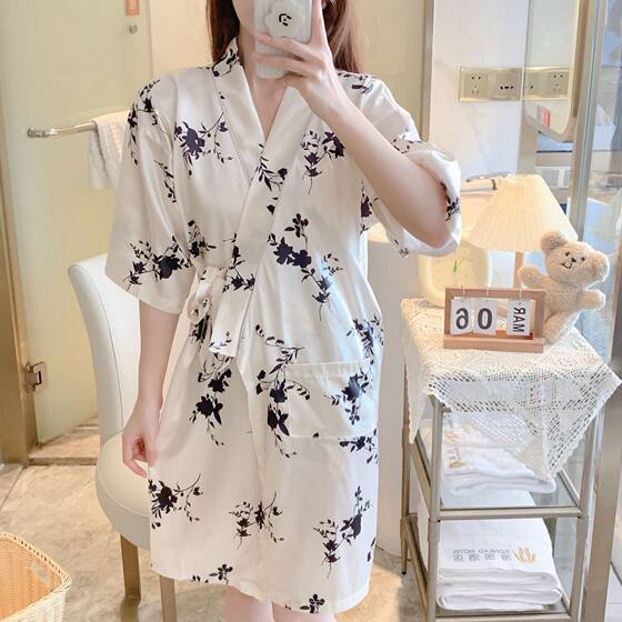 Bathrobe women's silk spring and autumn long fresh net red pajamas seven-point sleeve bathrobe sweatshirt manufacturers wholesale