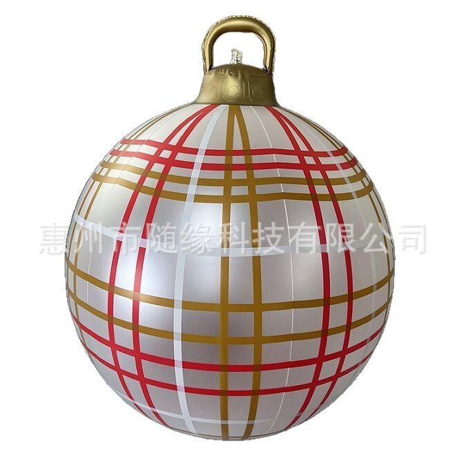 厂家现货PVC充气圣诞球充气装饰球LED灯英文充气发光球庭院装饰球|undefined