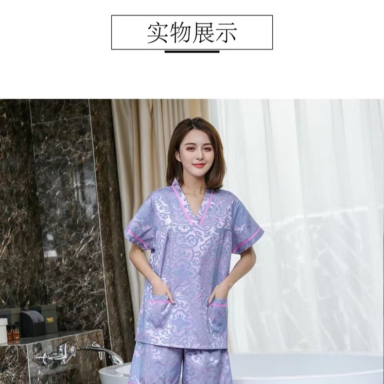 纯棉汗蒸服女高档艾灸服桑拿服男士按摩足浴服酒店浴衣理疗服批发