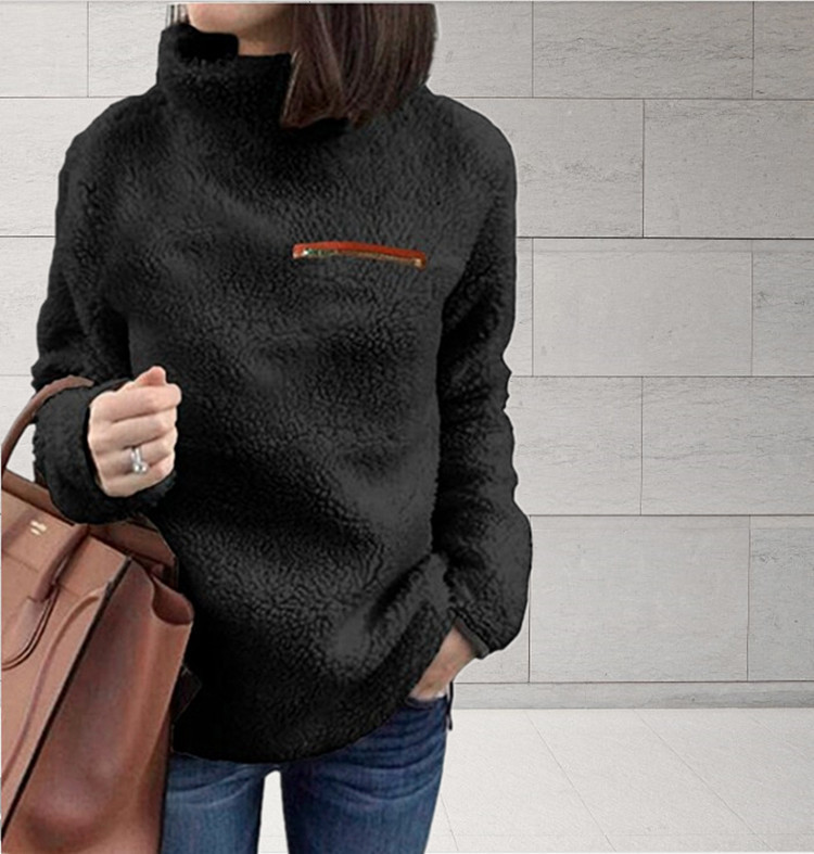 Damen Hochabschließender Pullover Mit Reißverschluss Für Herbst_voghion.com