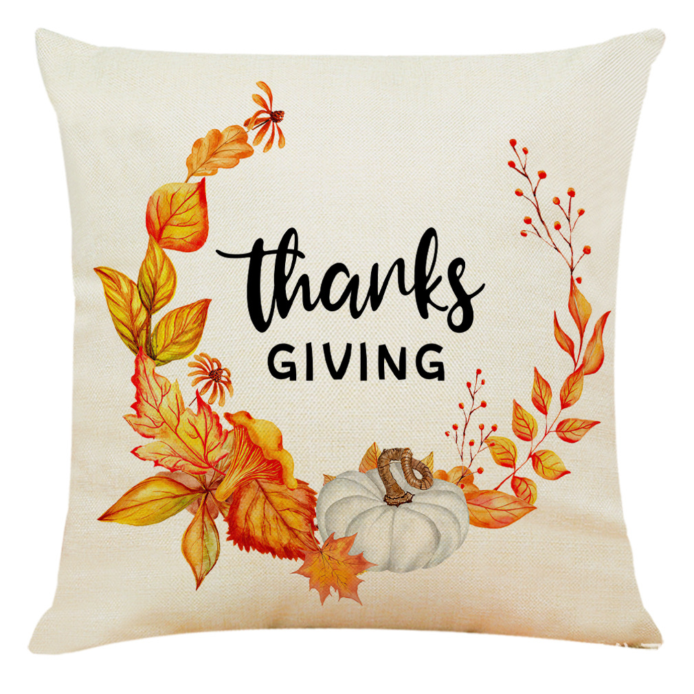 亚马逊 跨境感恩节抱枕套 2021新款秋季南瓜亚麻印花沙发抱枕靠枕