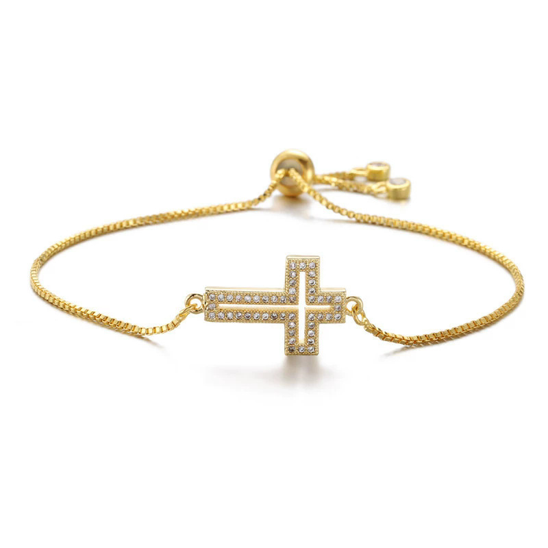New Cross Bracelet Cross-border European and American Zircon Micro-inlay Hollow Design Bracelet Women's Waterproof Not Allergic