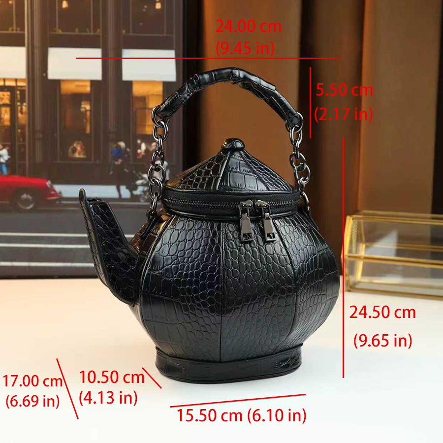 New Style Quirky Crocodile Pattern Women's Shoulder/Crossbody Bag Creative Chinese Teapot/Wine Pot Shaped Handbag_voghion.com
