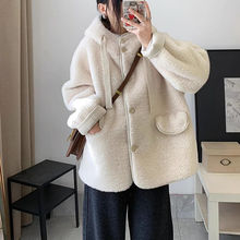 羊羔绒外套女秋冬时尚新款颗粒绒羊羔毛皮毛一体中长款呢大衣松潮