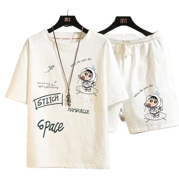 2025 nueva camiseta de algodón de lino para hombres set de manga corta marca de moda de verano grande con un juego de camiseta de lino suelta