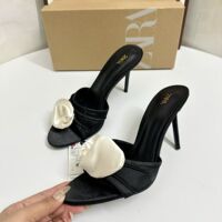 2026 New Pointed High Heels French Fine Heels Flower Accessories, Back Air Style, Fashionable and Sexy Open toed Sandals for Women