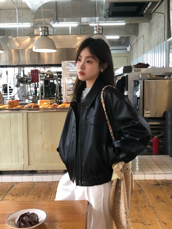 街头复古感黑色pu皮衣外套女2025秋韩版机车翻领软皮夹克上衣百搭|undefined