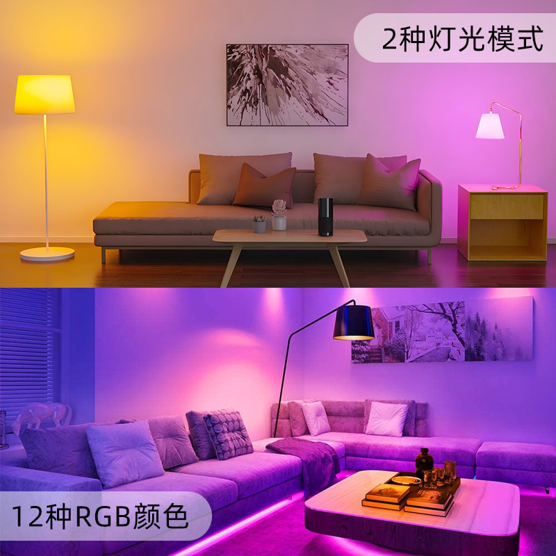 电池供电球泡RGB遥控无线可拆卸灯泡非硬接线壁灯台灯光源 可充电