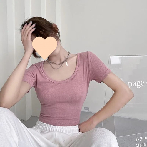 Lady Style White T-Shirt Women Summer 2025 Tight Short-Sleeve Upfront Revealing Sexy Short Top