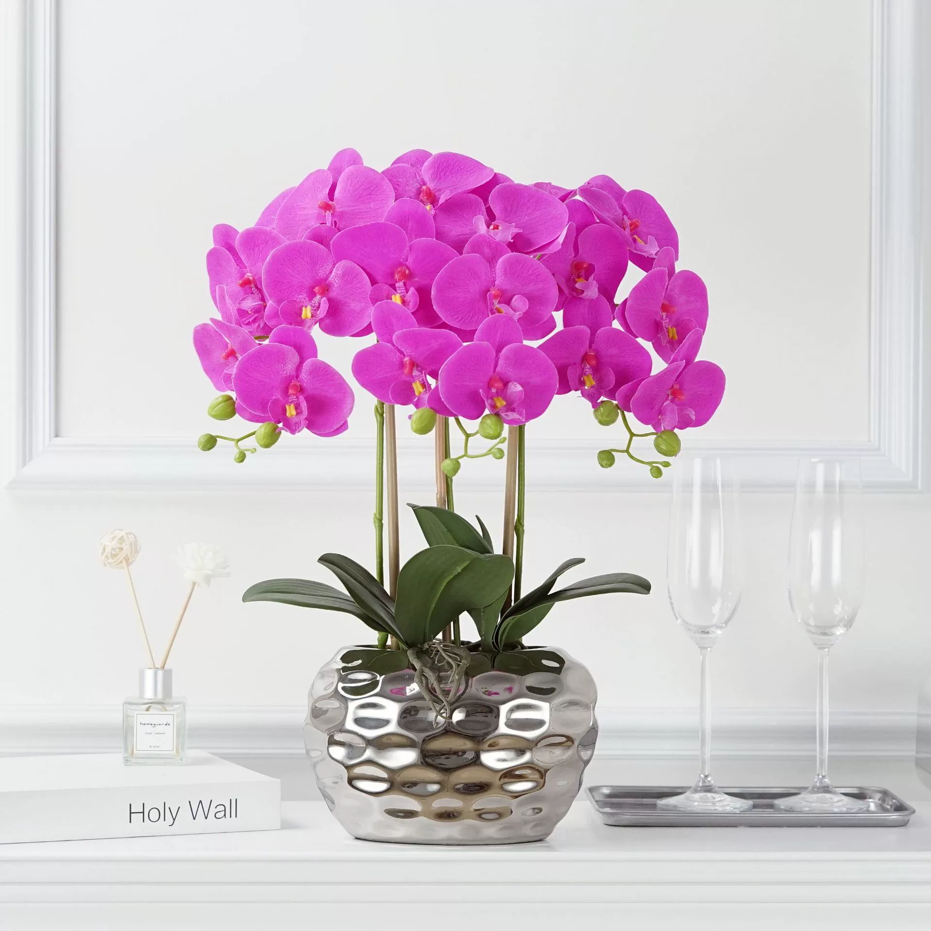 Симуляция искусственный цветок Phalaenopsis в горшке набор искусственного цветка из шелка