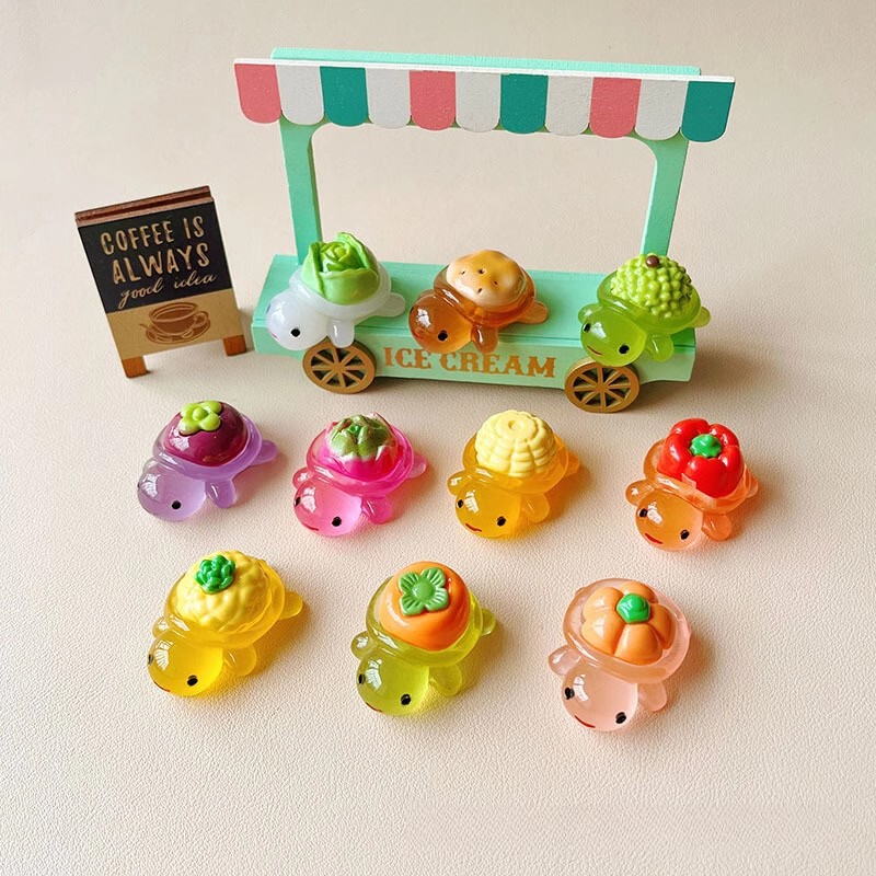 Color three-dimensional luminous vegetables and fruits big turtle resin diy accessories trendy creative desktop car ornaments