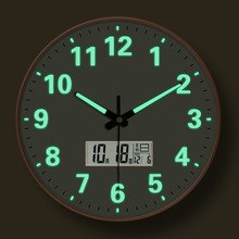 电波钟夜光钟表自动对时挂钟客厅家用简约时尚挂墙免打孔现代时钟