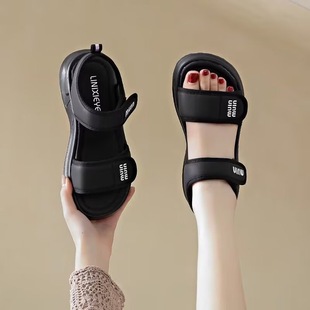 Sports Sandals for Women 2025 Summer New Outer Wear Exquisite with Skirt Velcro Student Soft-Soled Flats Sandals