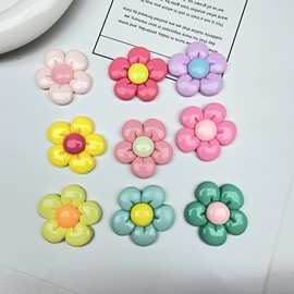 亮面彩色花朵书脂配件 diy洞洞鞋手机壳儿童发绳发夹收纳盒冰箱贴