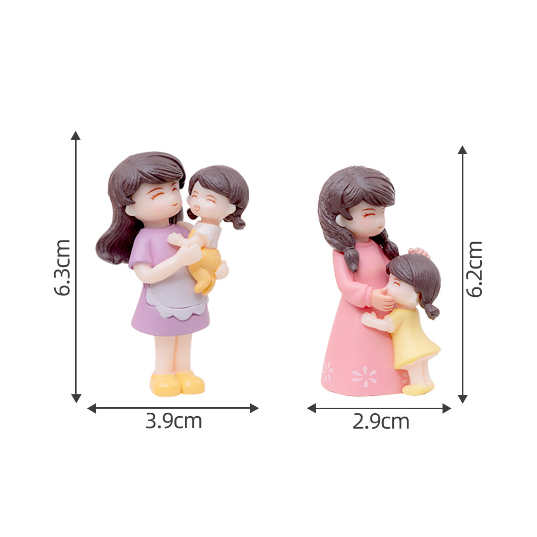 Búp bê mẹ và con, quà tặng mẹ ý nghĩa, phụ kiện bánh kem tiểu cảnh DIY (z-CJ-813)