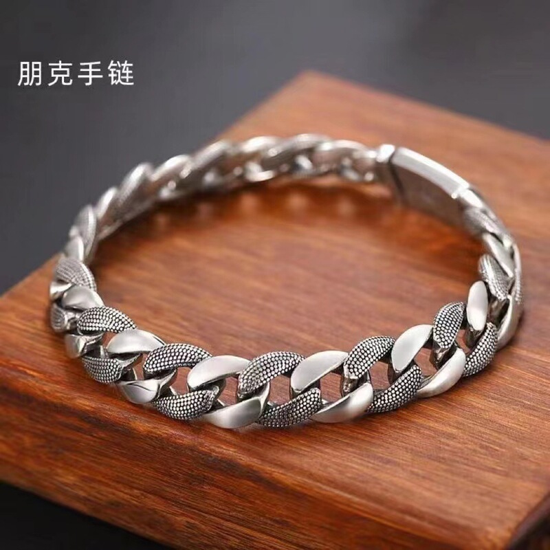 Retro Snake Pattern Cuban Punk Bracelet for Men and Women, Old Texture, Fashionable Hip-Hop Bracelet, Trendy Boyfriend Gift