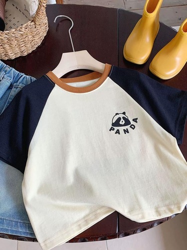 2025 Summer Boys Pure Cotton Short-Sleeve T-Shirt Children's Cartoon Medium and Small Children's Top Casual Stylish Top