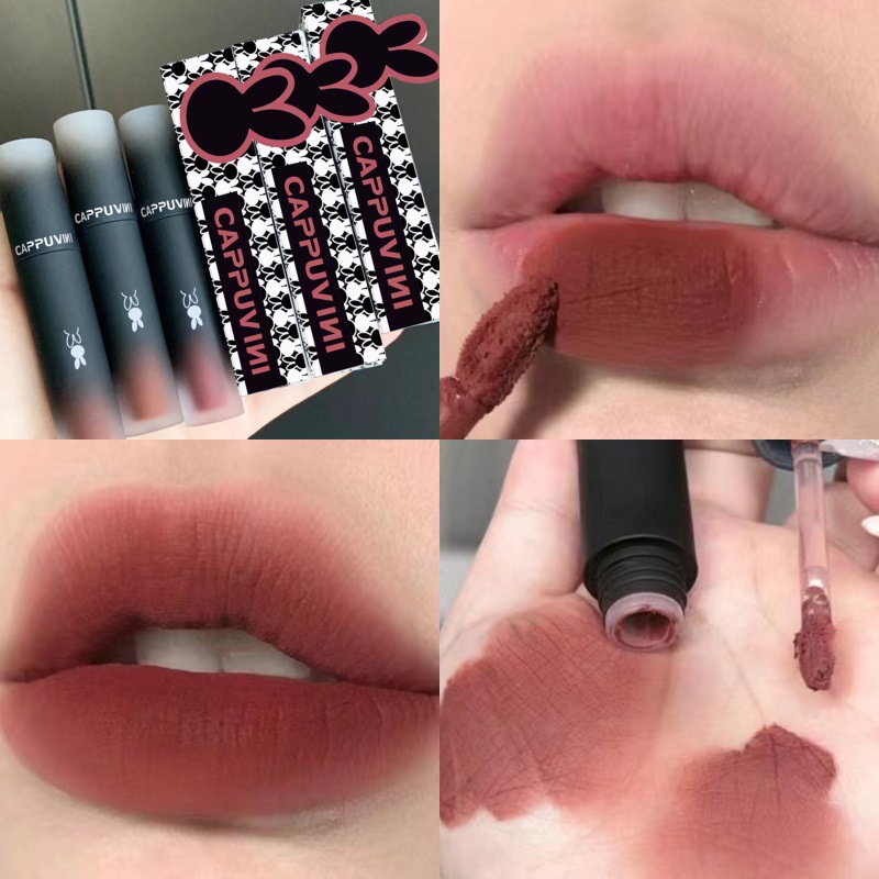 Cappuvini Reverse Macaron Lip Mud Student Affordable Lip Glaze Matte Velvet Whitening Lipstick Lip Gloss