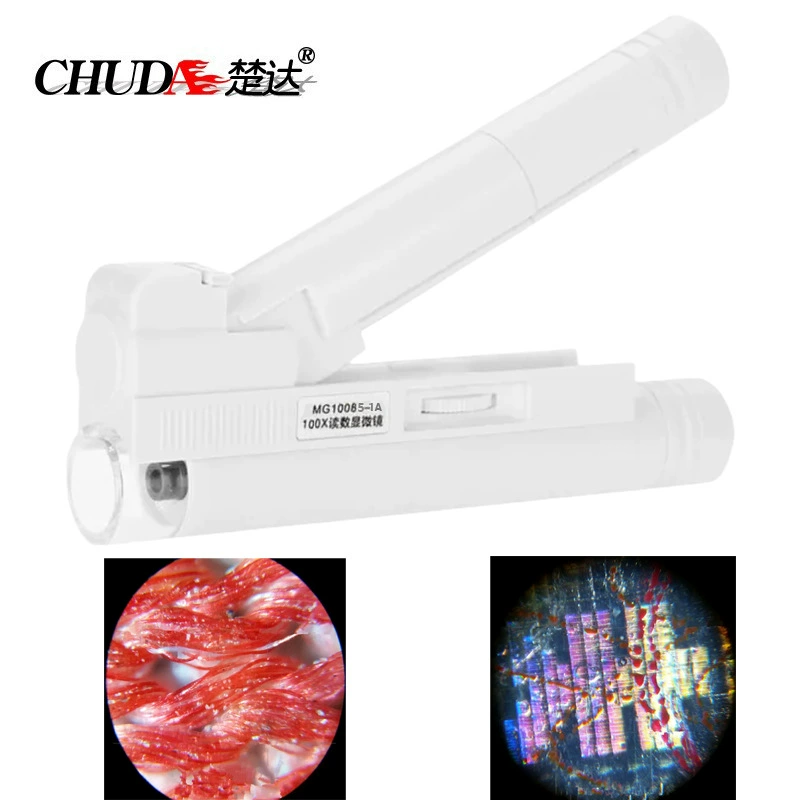 Увеличительное стекло для мобильного телефона Chuda в 100 раз двойная трубка с микроскопом со шкалой, светодиодная увеличительное стекло, ремонт каллиграфии и живописи фарфора