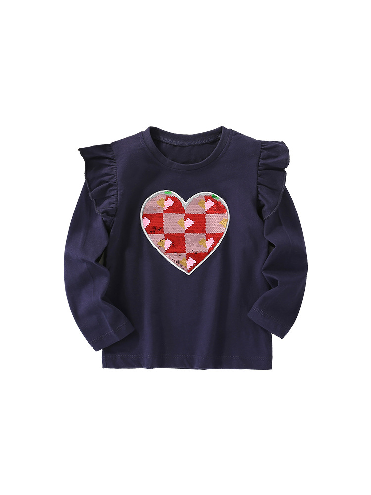 Camiseta de manga larga de algodón para niñas europeas y americanas