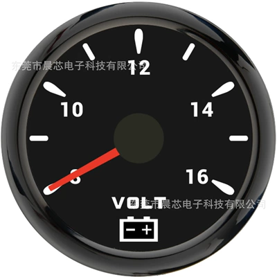 Voltmeter, automobile instrument - cx6143b-black-plate-black-cover-8-16v