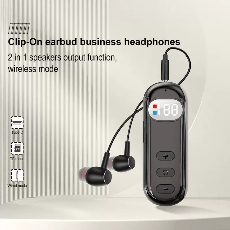 AKZ Q20 领夹式车载蓝牙接收适配器带数显插卡 外响耳机模式2合1