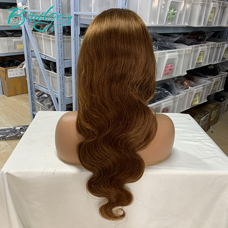 13*4 Lace Headgear Human Hair Color #6 Human Hair lace frontal wigs_voghion.com