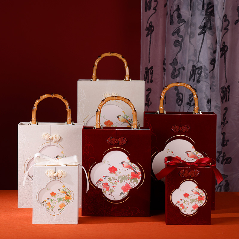 高級感絨布伴手禮盒雙鵲報喜手提喜糖盒訂婚伴娘回禮盒生日禮物盒