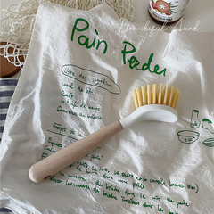 Wooden handle bamboo pot scrubber, long-handled solid wood scrub, non-stick pot scrubbing tool, wholesale kitchen cleaning brush manufacturer