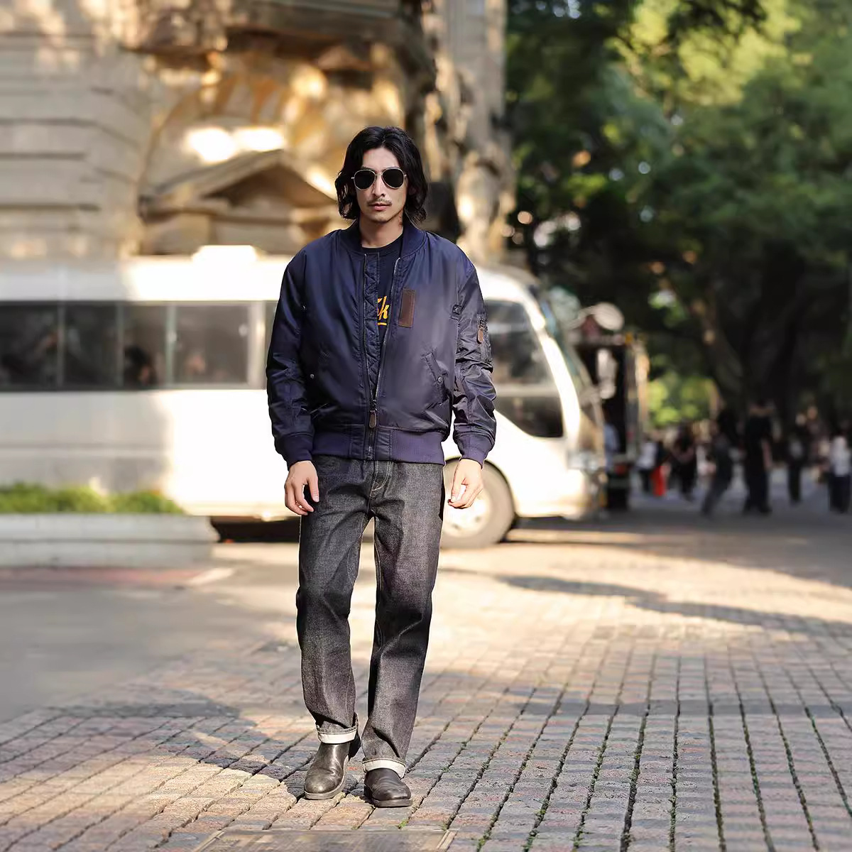 OKONKWO otoño e invierno nuevo color sólido MA-1 vuelo chaqueta acolchada lana gruesa MA1 impermeable chaqueta abrigo