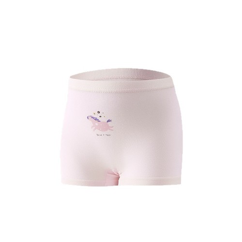Four-Piece Cotton Underpants for Girls, Category A, Non-Irritating, Girls' Flat-Side Pants, Cartoon Style, Four-Season Shorts for Babies
