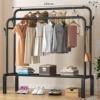 Double rod+coat hook 150 black+wheel