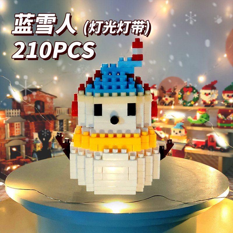 国境を越えた人気は積み木の小さな粒子と一緒に雪だるまを作ったクリスマスヘラジカのクリスマスプレゼント子供のおもちゃ卸売り|undefined