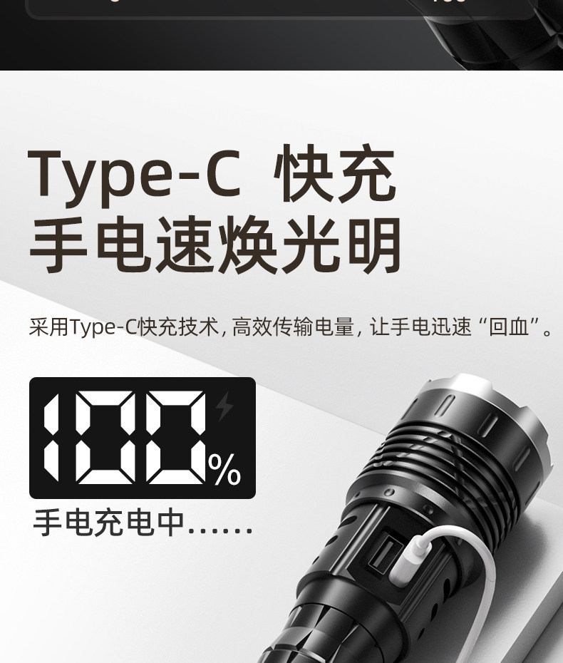 Aluminum Alloy Flashlight, Outdoor Strong Light, Flash Flashlight for Adventure, Ultra-Bright, High-Lumen, High-Power Lithium Battery, Long-Lasting Flashlight