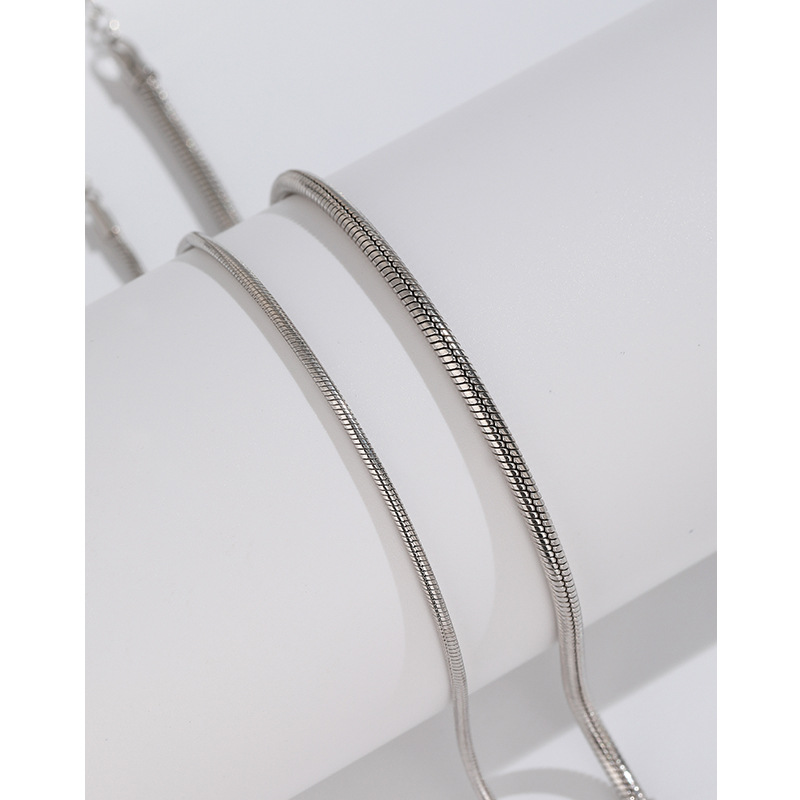 925 pulsera de hueso de serpiente de plata esterlina para niñas pulsera de plata fina simple estilo frío hombres hip hop todo partido pareja pulsera