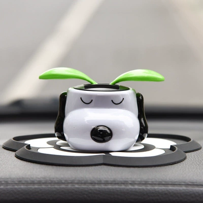 Car decoration solar-powered swinging apple blossom Snoopy dog car ornament solar flower decoration