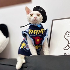 猫服犬飛袖セーターベストドイツ語英短比熊泰迪柯基秋冬保温服現物
