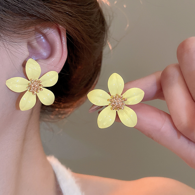 1 Par Dulce Flor Esmalte Aleación Hierro Pendientes display picture 8