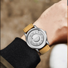 個性無鏡面磁力石英皮帶手錶男款潮流時尚國產腕錶大錶盤送男朋友