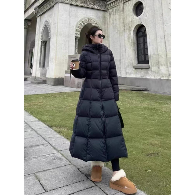 High Version Hooded down Jacket Runaway Princess Long Waistcoat Women's Faucon Winter Thickened Warm Coat