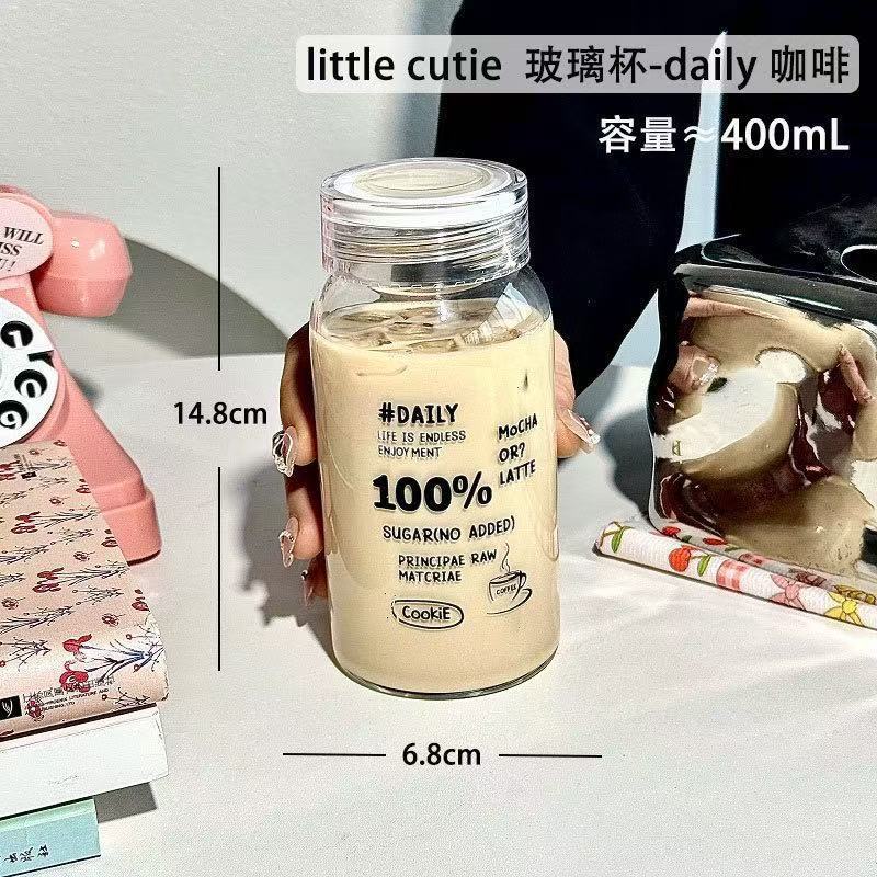 ins可爱猫咪透明玻璃杯加厚耐热水杯子韩式随手牛奶杯|undefined